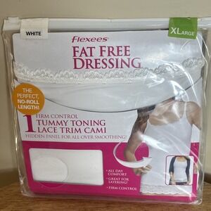 New Maidenform Women's XL White Flexees Fat Free Dressing Tummy Toning Cami